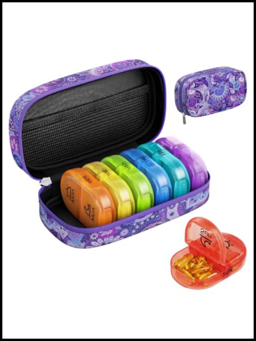 Weekly Travel Pill Organizer 2 Times a Day AM PM Canvas Pill Box
